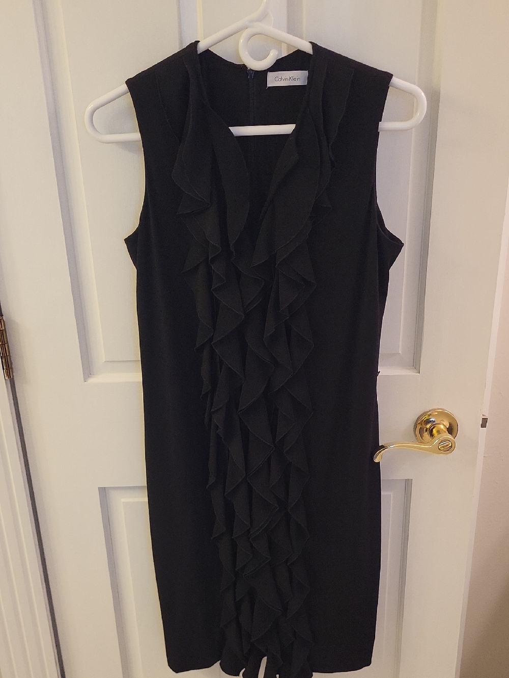 Calvin Klein Black Ruffle Front Sleeveless Dress